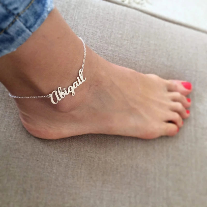 Custom Name Anklet – Personalised Script Chain Anklet