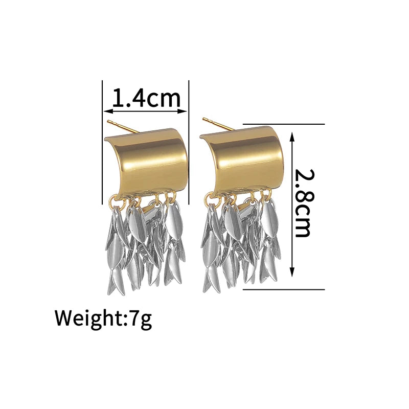 Gold & Silver Geometric Statement Earrings – Modern Stainless Steel Stud Earring - Lunelle London