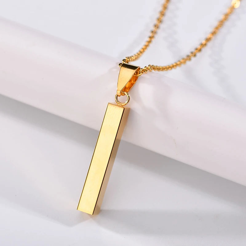 Custom Engraved 4 Sides Bar Pendant Necklace