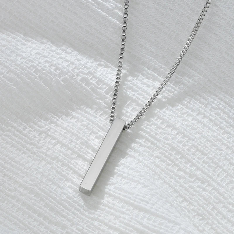 Custom Engraved 4 Sides Bar Pendant Necklace
