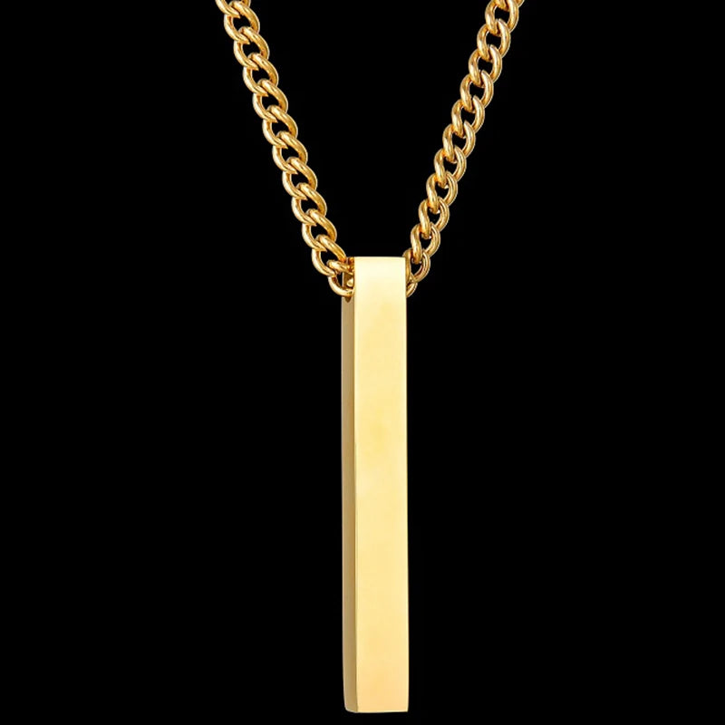 Custom Engraved 4 Sides Bar Pendant Necklace