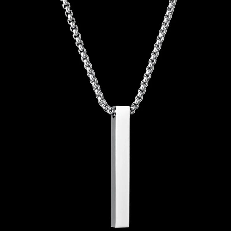 Custom Engraved 4 Sides Bar Pendant Necklace