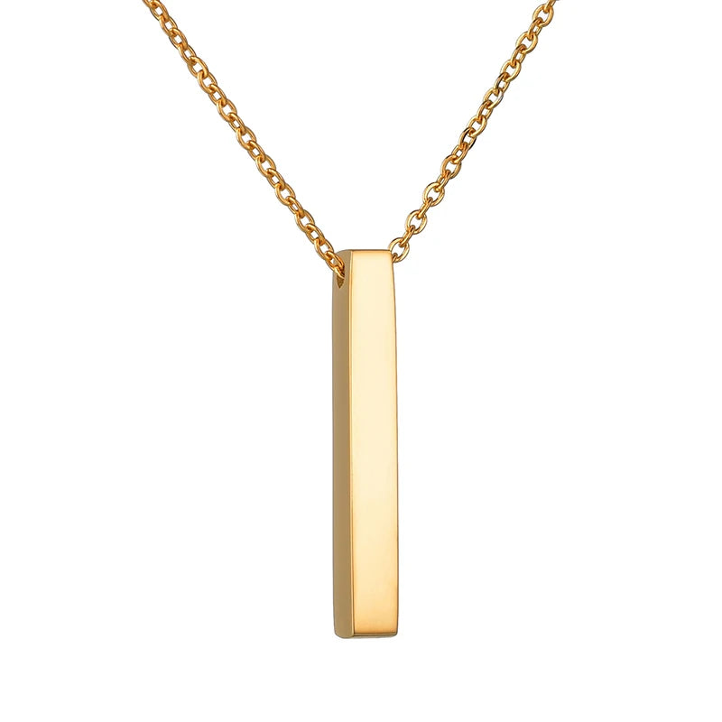 Custom Engraved 4 Sides Bar Pendant Necklace