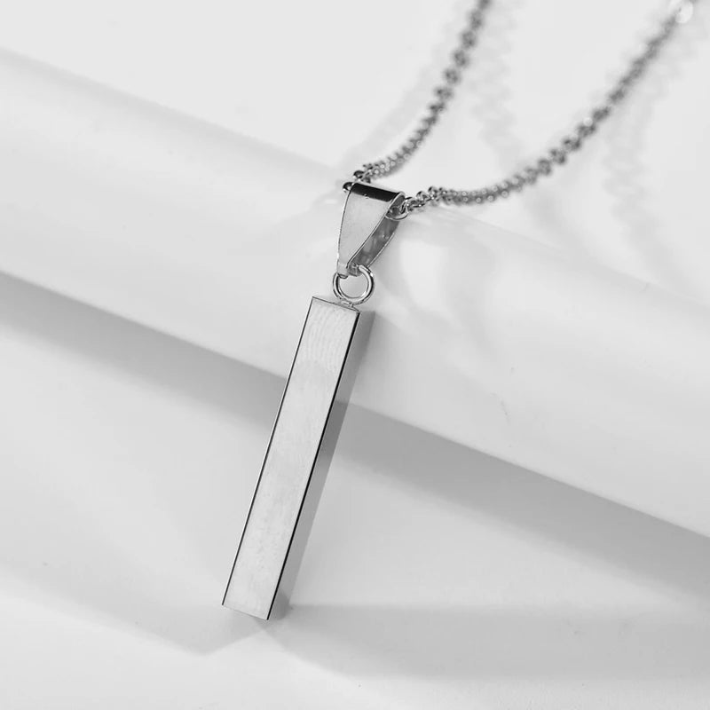 Custom Engraved 4 Sides Bar Pendant Necklace