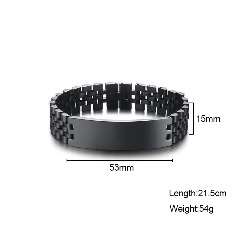 Customised Chunky Chain Bracelet – Engraved Stainless Steel Bracelet for Men & Women