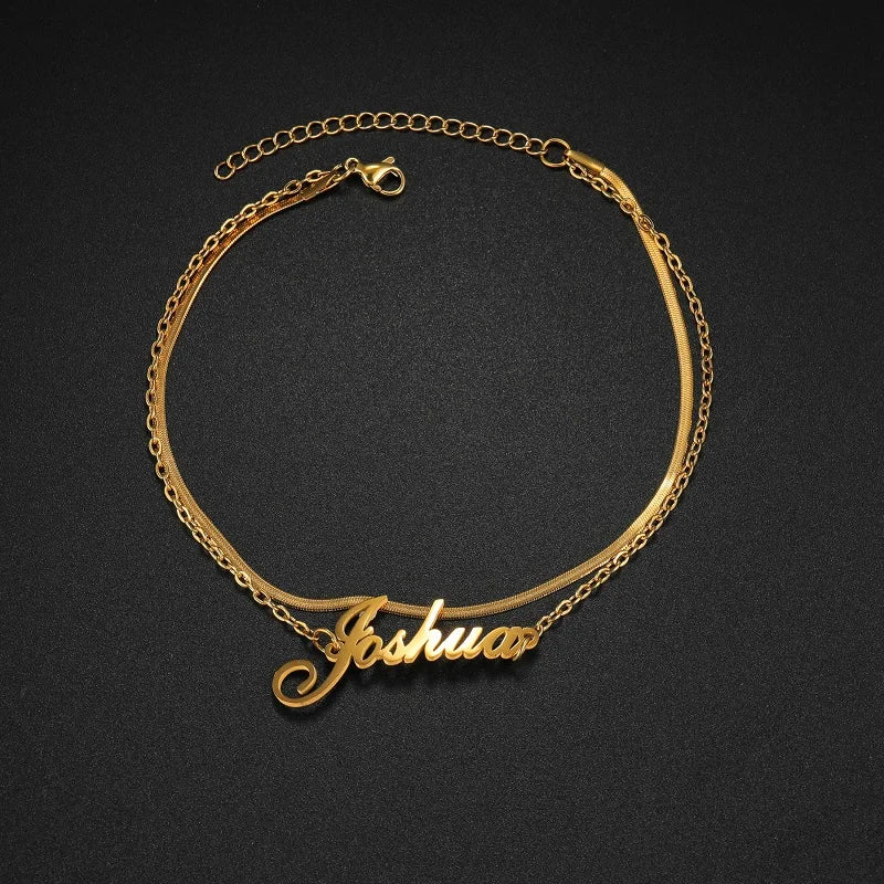 Personalised Name Anklet – Custom Gold Name Chain Anklet for Women