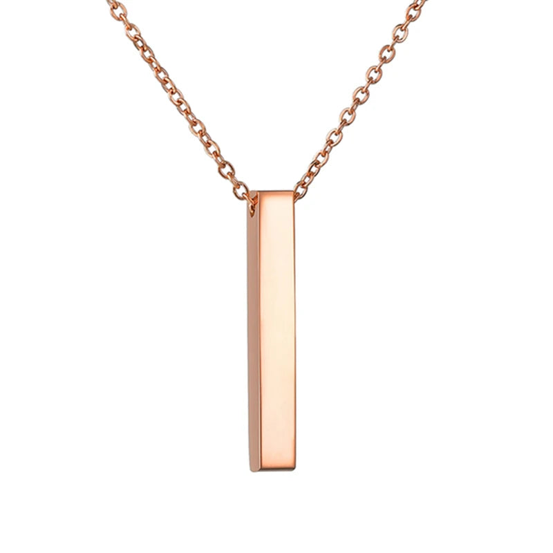 Custom Engraved 4 Sides Bar Pendant Necklace