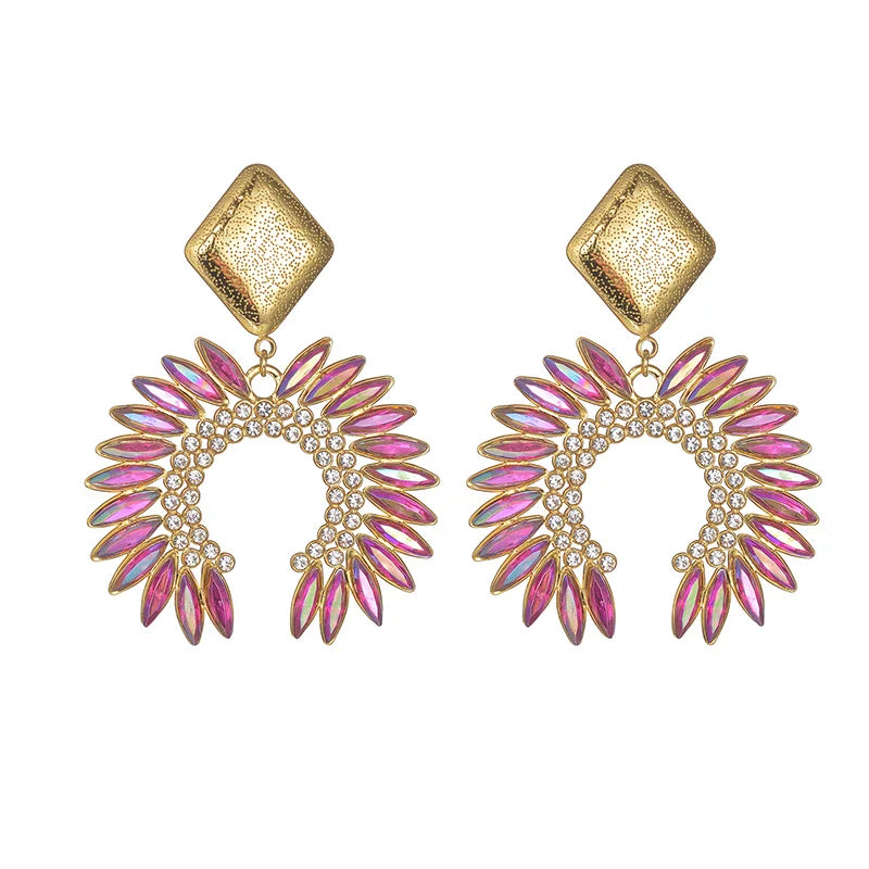 Luxury Crystal Statement Earrings Collection – Colorful Gem Drop & Flower Design - Lunelle London