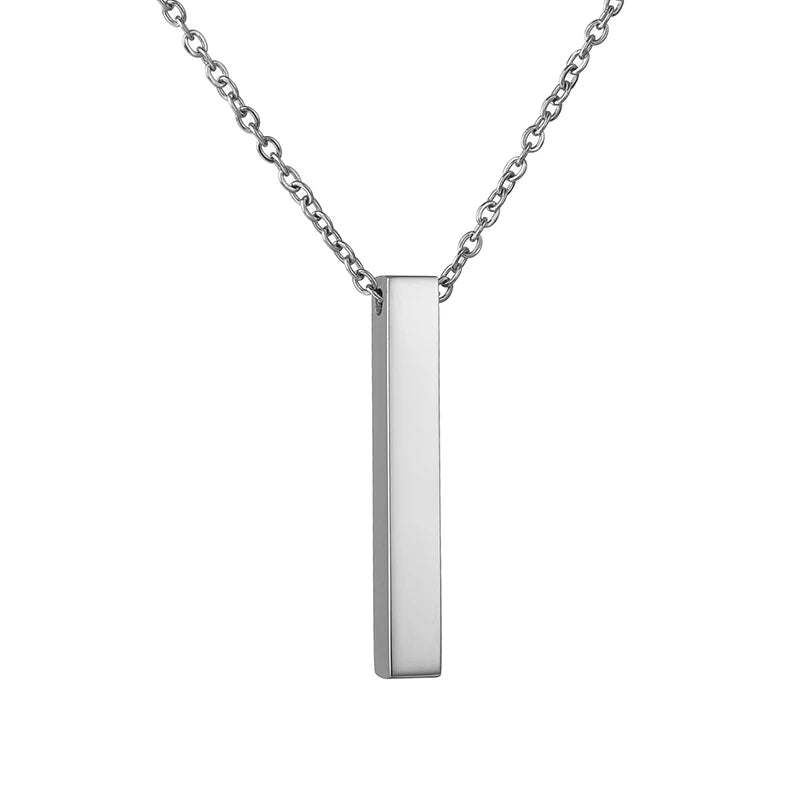 Custom Engraved 4 Sides Bar Pendant Necklace