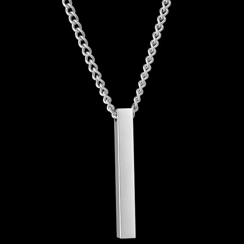 Custom Engraved 4 Sides Bar Pendant Necklace
