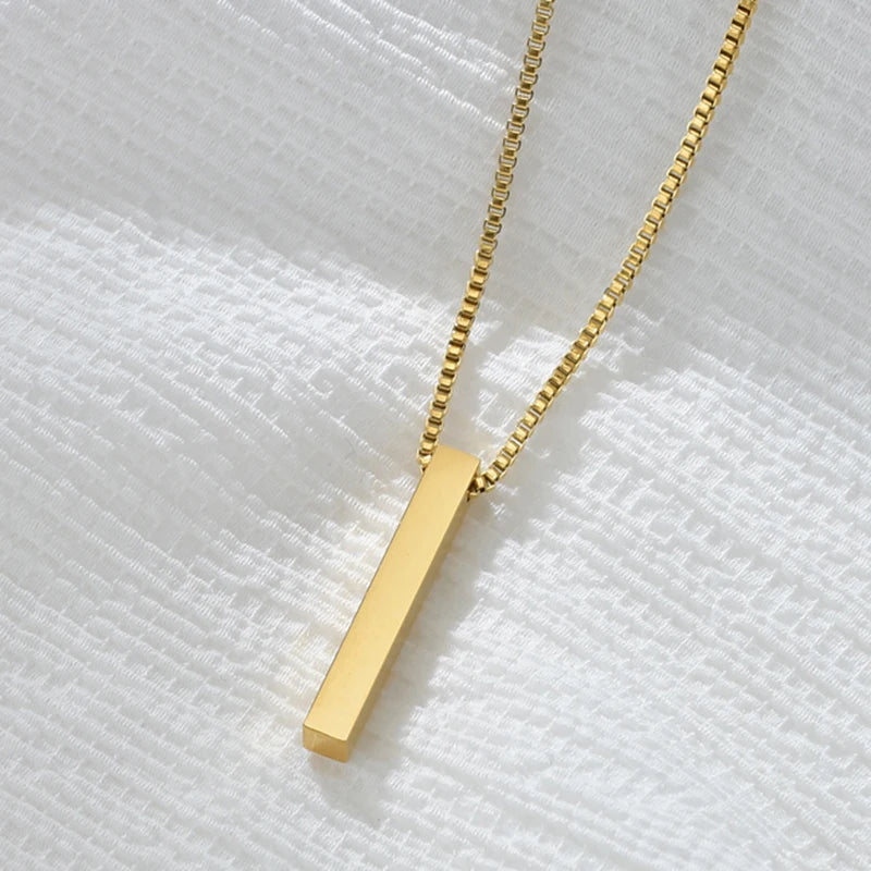 Custom Engraved 4 Sides Bar Pendant Necklace