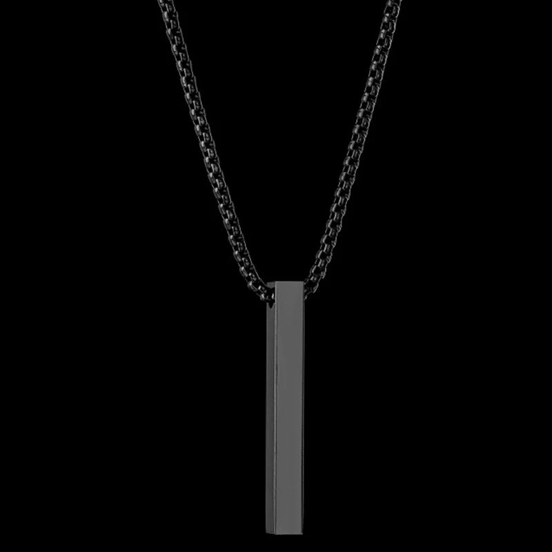 Custom Engraved 4 Sides Bar Pendant Necklace