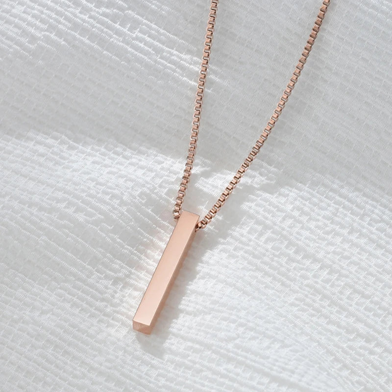 Custom Engraved 4 Sides Bar Pendant Necklace
