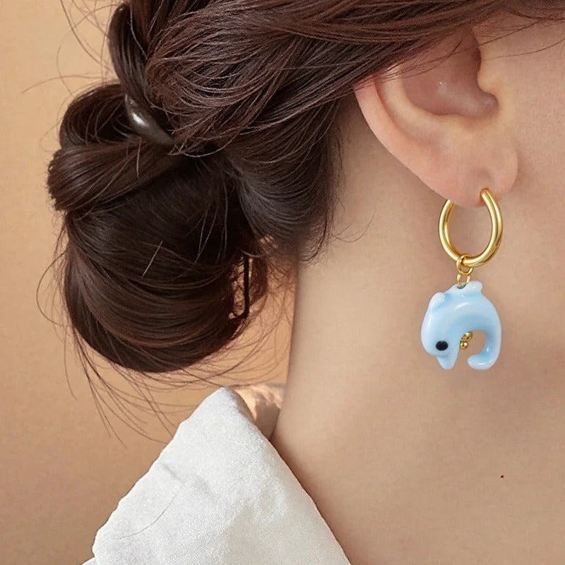 Colorful Dolphin Hoop Earrings - Lunelle London