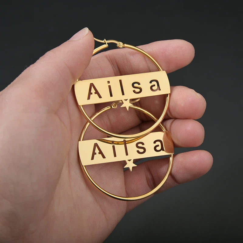 Custom Name Hoop Earring