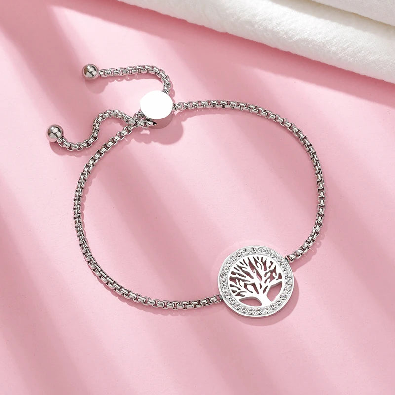 Luxury Adjustable Heart & Tree of Life Bracelet - Lunelle London