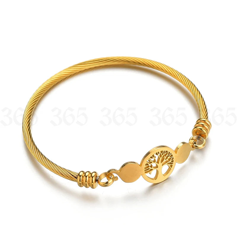 Gold Stainless Steel Tree of Life Bracelet - Lunelle London