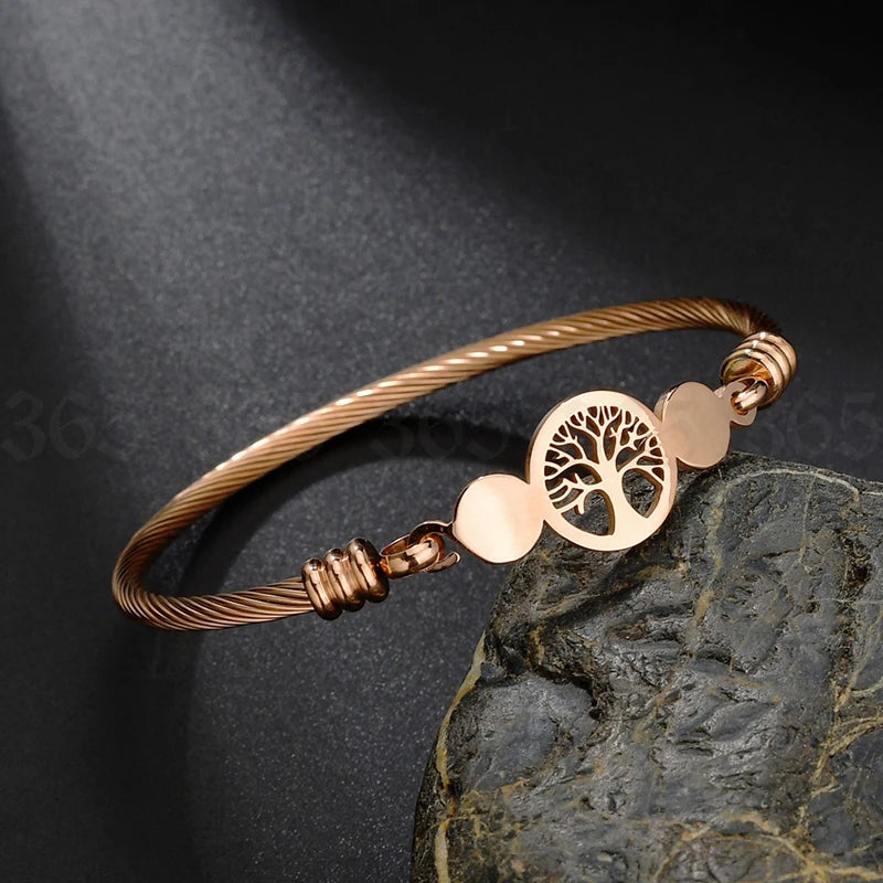 Gold Stainless Steel Tree of Life Bracelet - Lunelle London