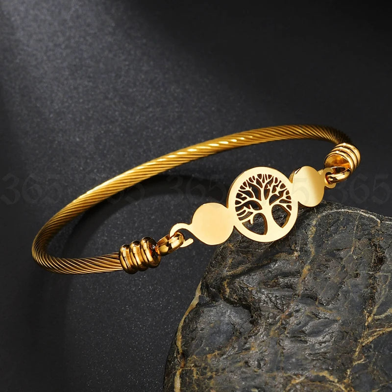 Gold Stainless Steel Tree of Life Bracelet - Lunelle London