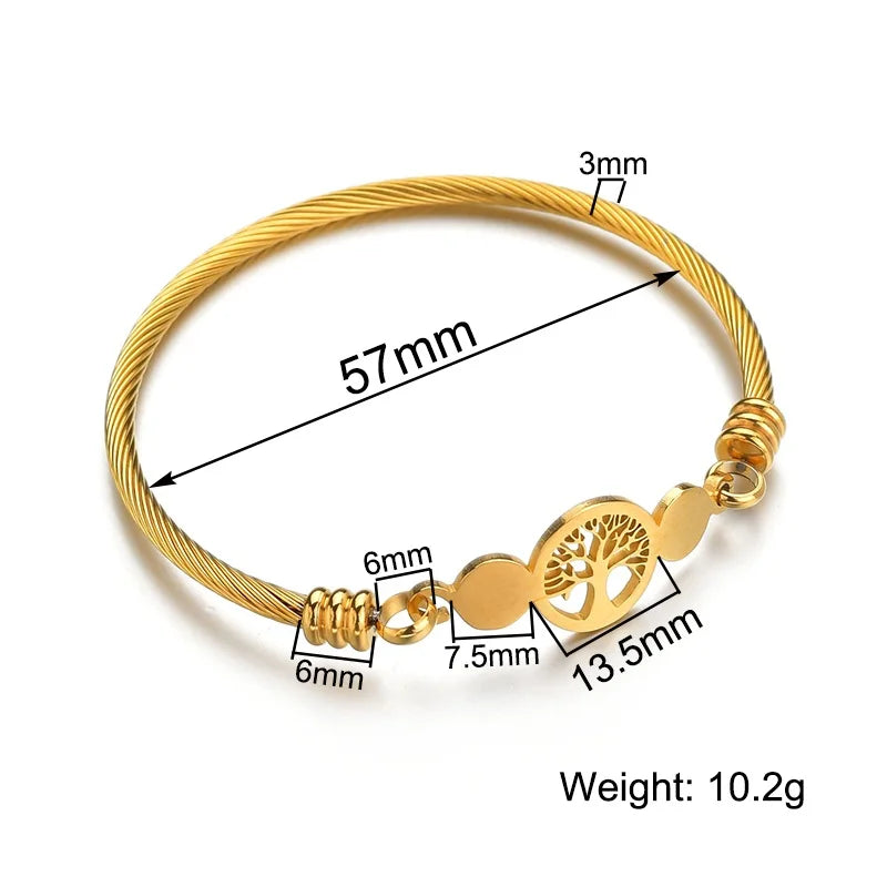 Gold Stainless Steel Tree of Life Bracelet - Lunelle London