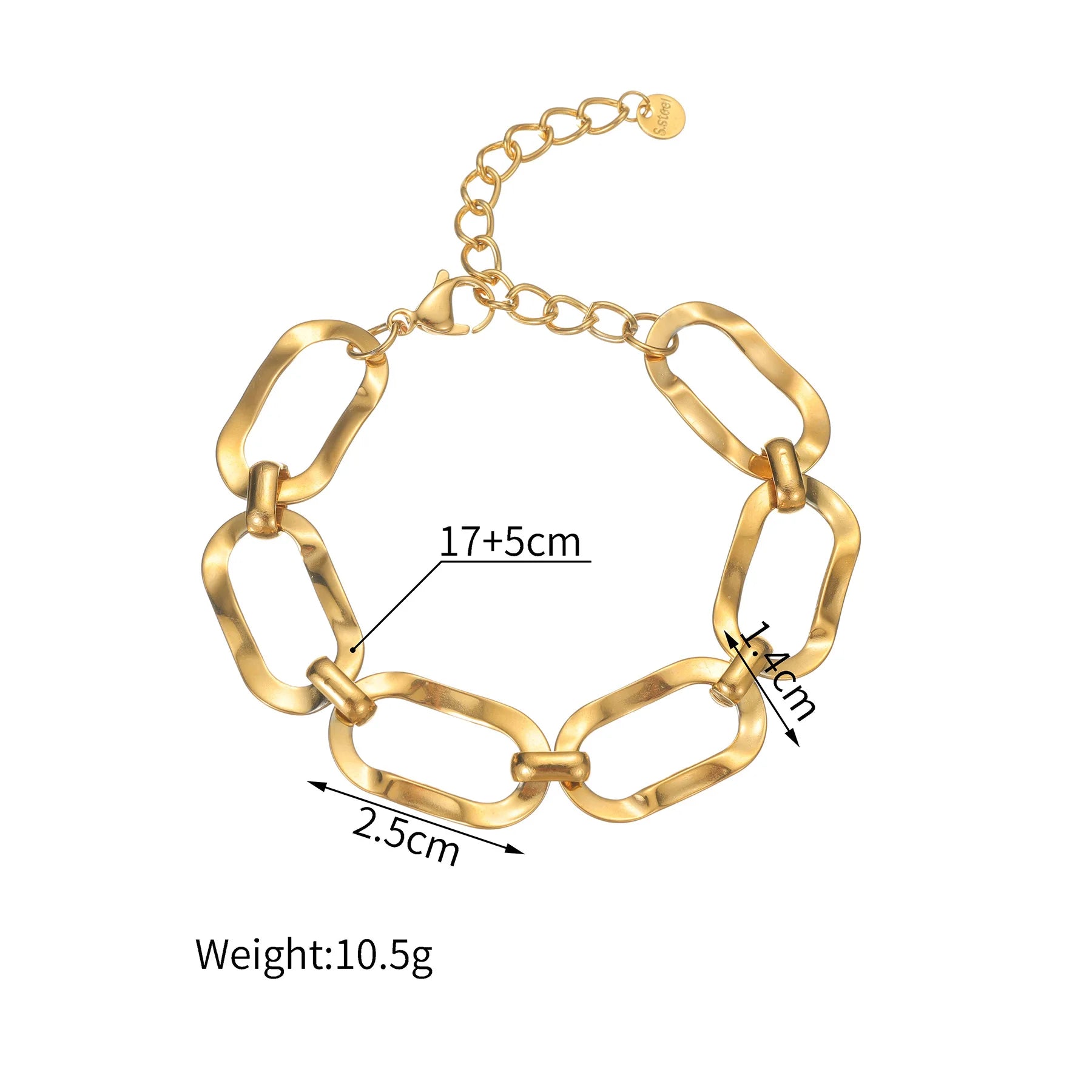 Luxurious Irregular Tri-Color Stainless Steel Chain Bracelet - Lunelle London