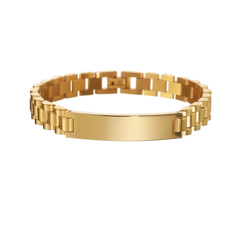Customised Chunky Chain Bracelet – Engraved Stainless Steel Bracelet for Men & Women