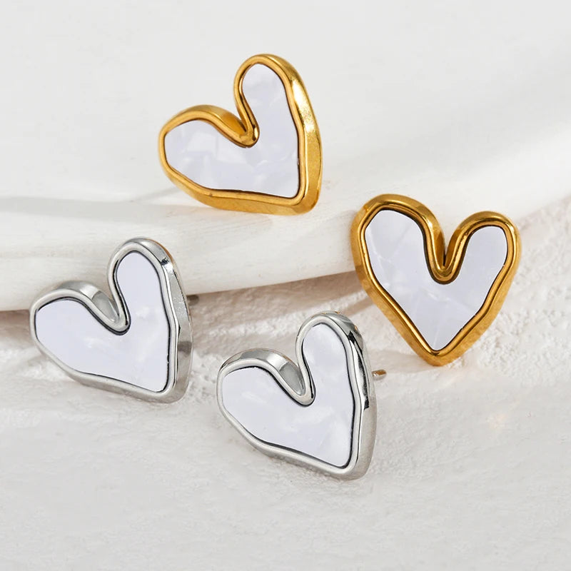 Irregular Heart Stud Earrings - Lunelle London