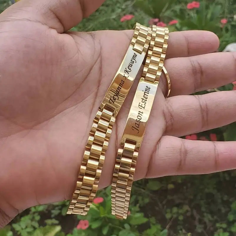Customised Chunky Chain Bracelet – Engraved Stainless Steel Bracelet for Men & Women