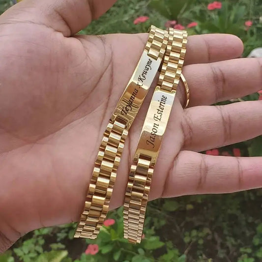 Customised Chunky Chain Bracelet – Engraved Stainless Steel Bracelet for Men & Women