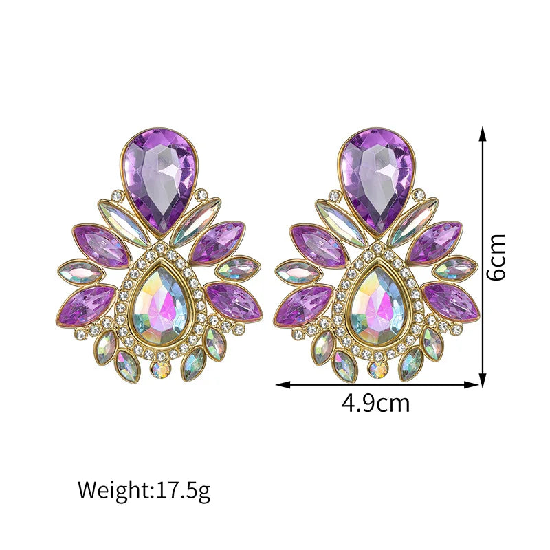 Luxury Crystal Statement Earrings Collection – Colorful Gem Drop & Flower Design - Lunelle London