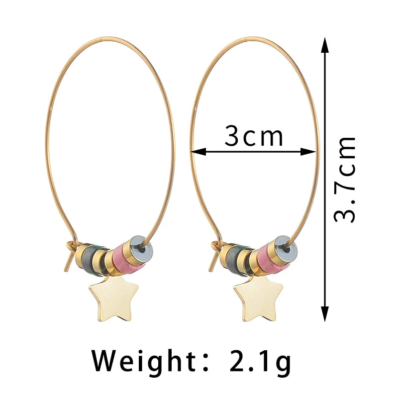 Gold Beaded Charm Hoop Earrings - Lunelle London