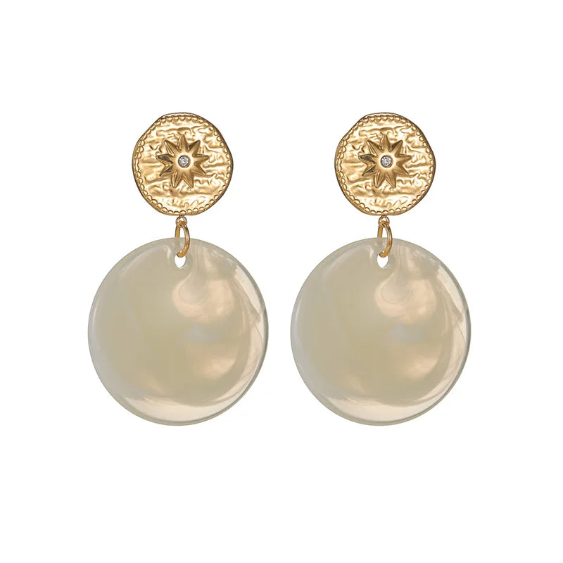 Gold Textured Resin Drop Earrings – Bold Color Statement Earrings - Lunelle London