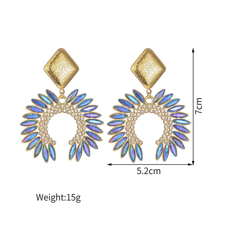 Luxury Crystal Statement Earrings Collection – Colorful Gem Drop & Flower Design - Lunelle London