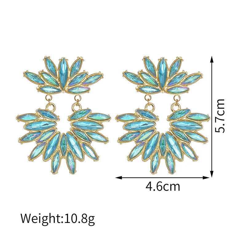Luxury Crystal Statement Earrings Collection – Colorful Gem Drop & Flower Design - Lunelle London