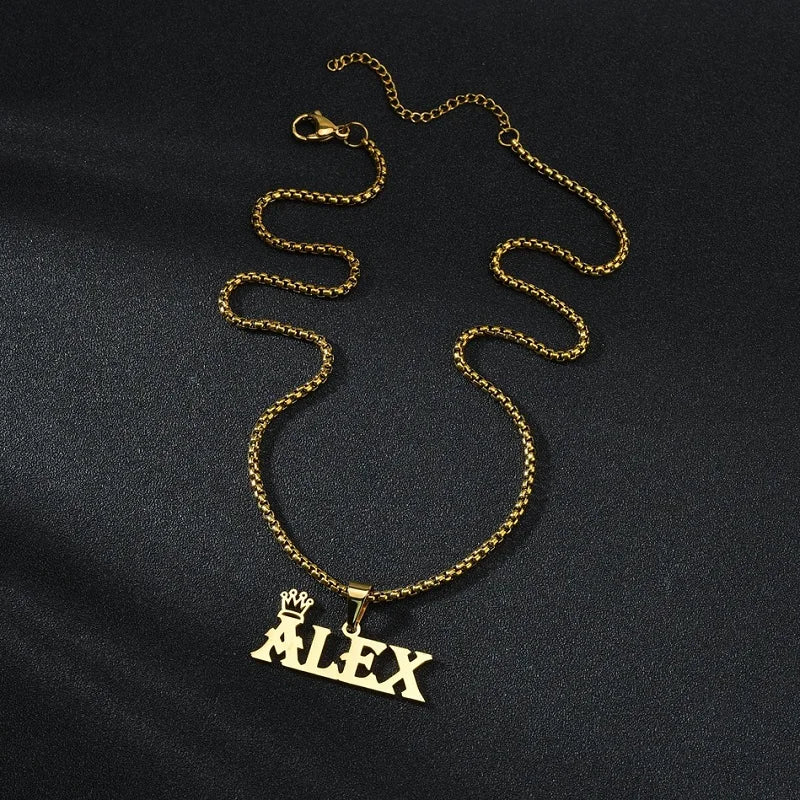 Custom Engraved Name Necklace – Personalised Pendant with Any Emoji Design
