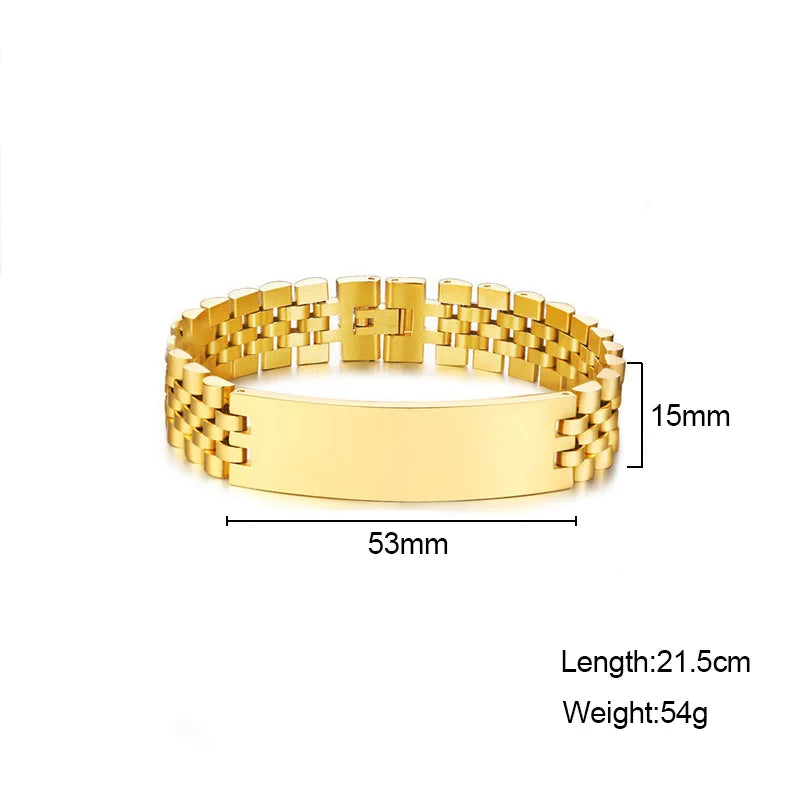 Customised Chunky Chain Bracelet – Engraved Stainless Steel Bracelet for Men & Women
