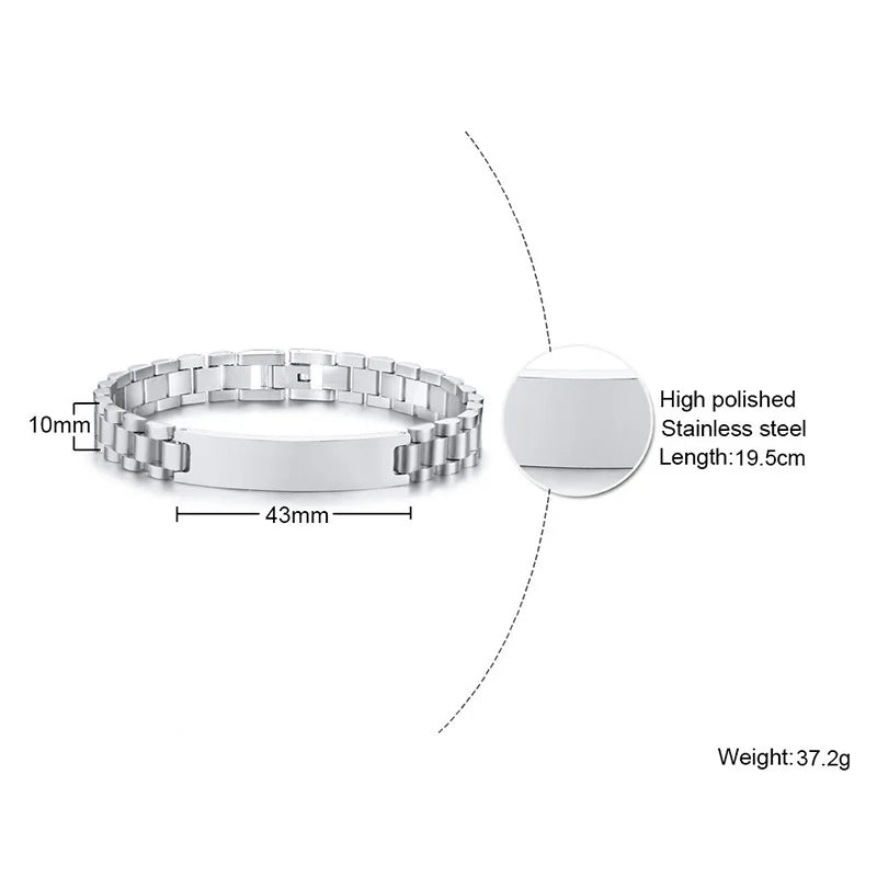 Customised Chunky Chain Bracelet – Engraved Stainless Steel Bracelet for Men & Women