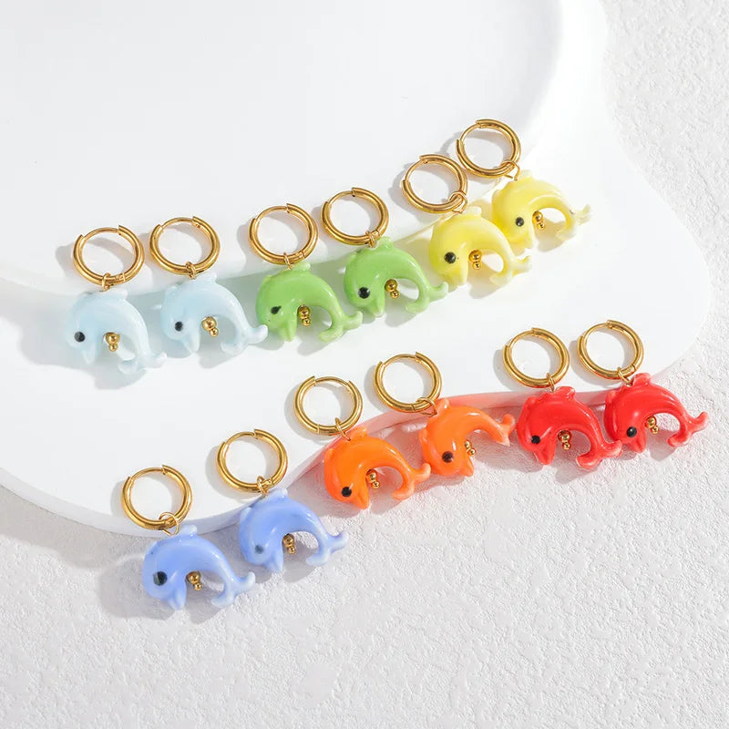 Colorful Dolphin Hoop Earrings - Lunelle London