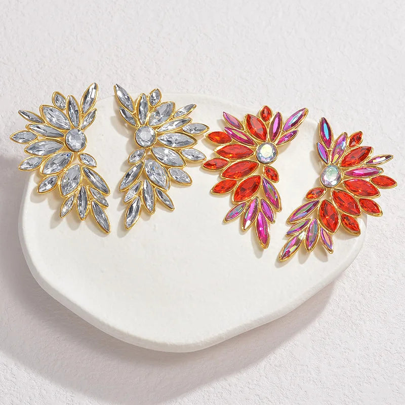 Luxury Crystal Statement Earrings Collection – Colorful Gem Drop & Flower Design - Lunelle London