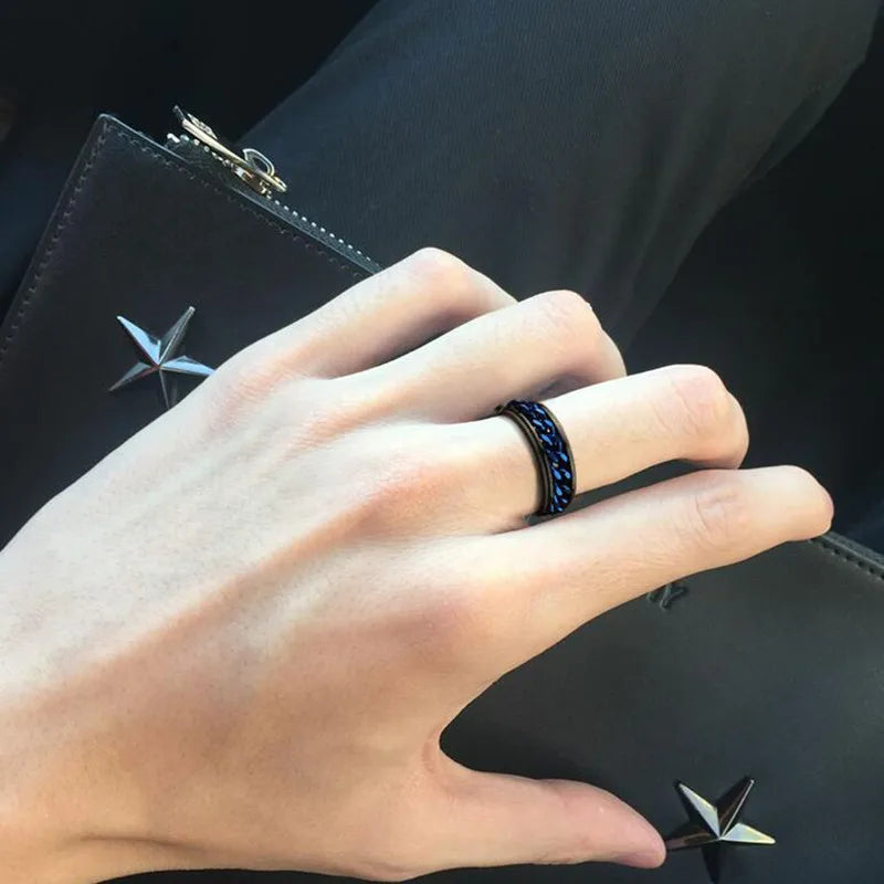 Men’s Stainless Steel Spinner Ring – Anxiety Relief Chain Fidget Ring