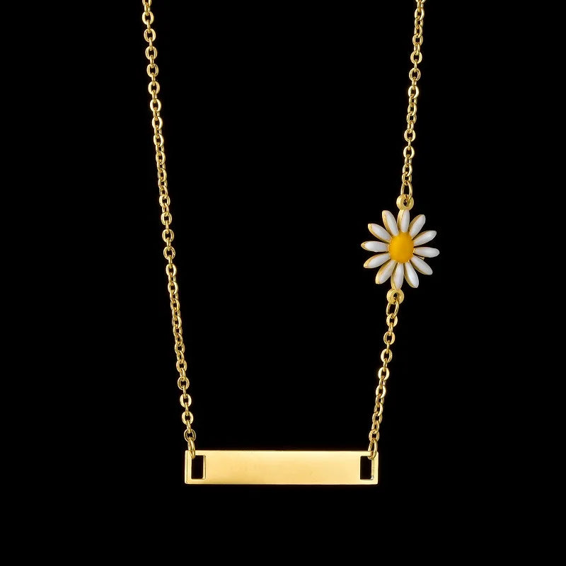 Custom Engraved Bar Necklace with Charm – Personalised Name, Date or Initials