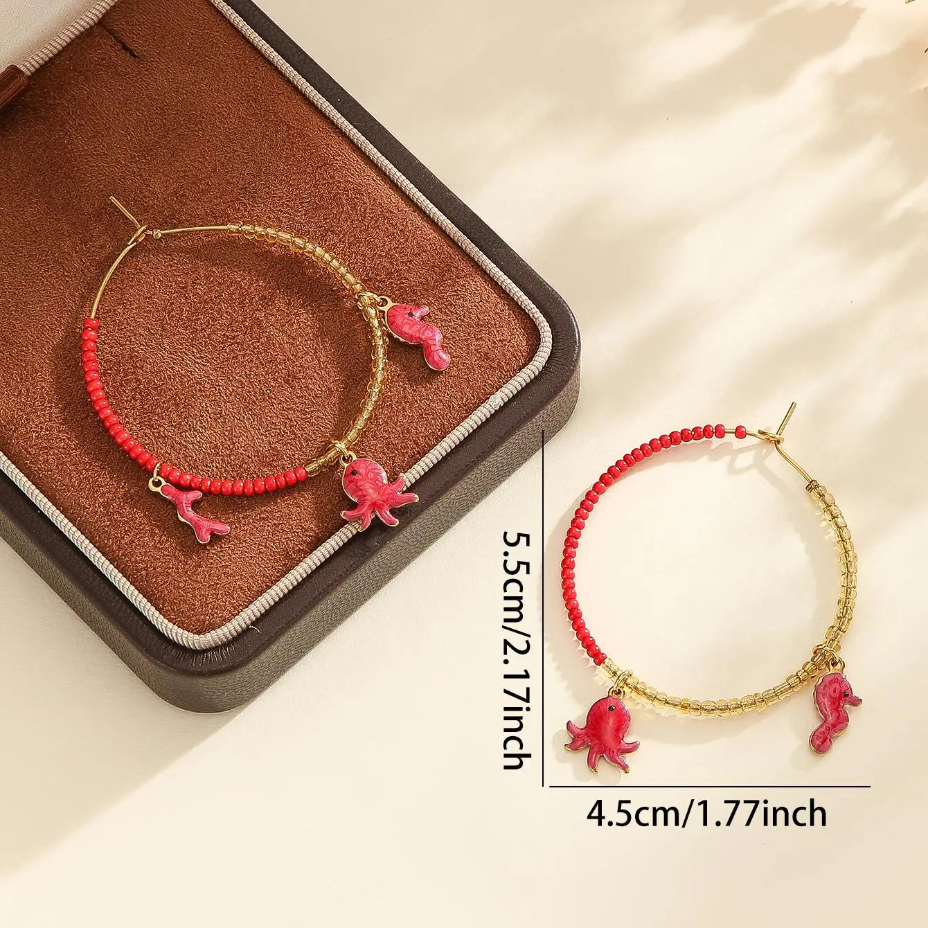 Gold Ocean Charm Hoop Earrings - Lunelle London