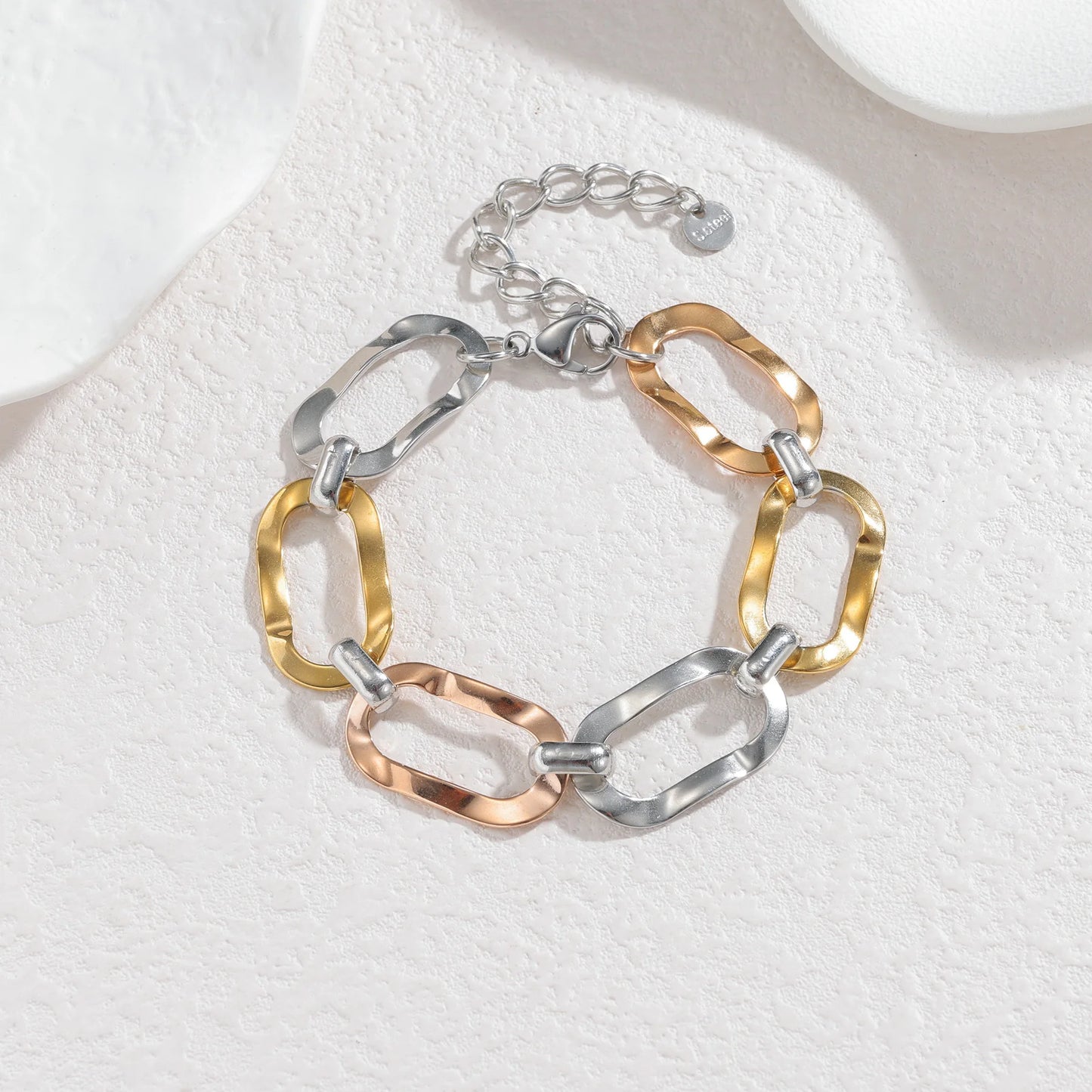 Luxurious Irregular Tri-Color Stainless Steel Chain Bracelet - Lunelle London