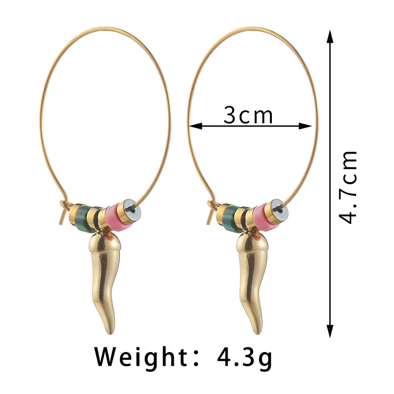 Gold Beaded Charm Hoop Earrings - Lunelle London