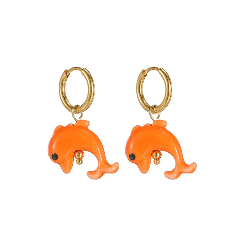 Colorful Dolphin Hoop Earrings - Lunelle London