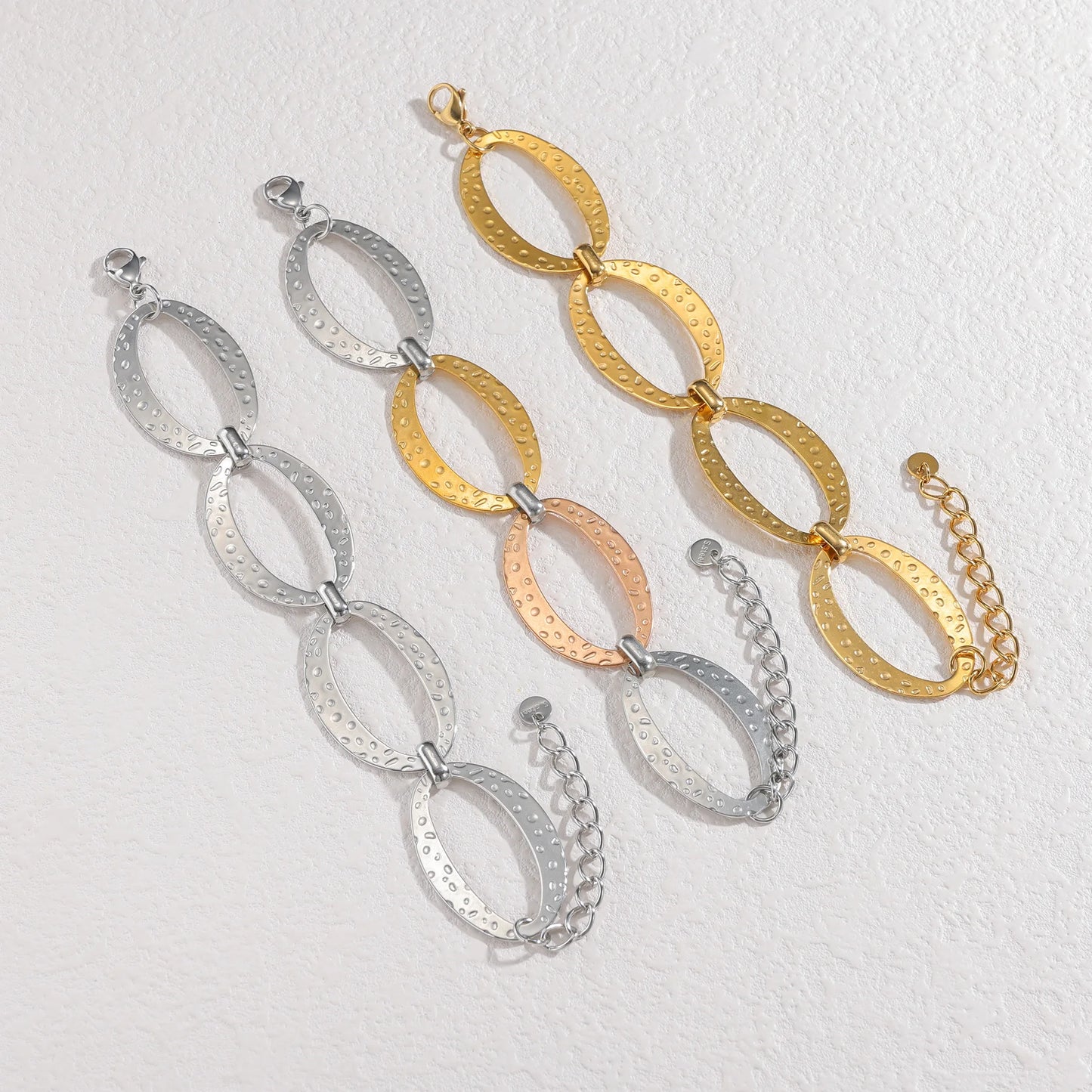 Luxurious Irregular Tri-Color Stainless Steel Chain Bracelet - Lunelle London