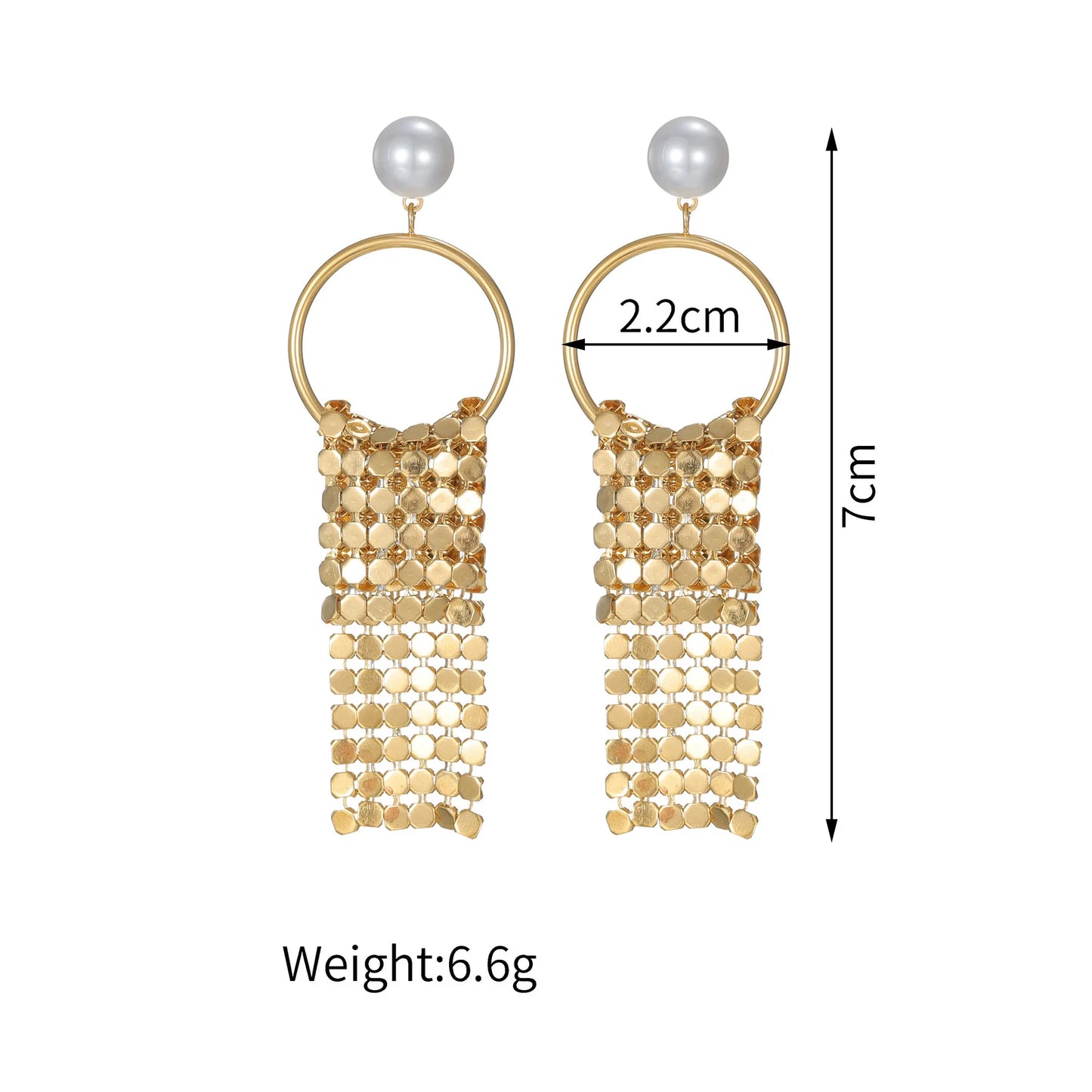 Elegant Pearl Mesh Tassel Earrings - Gold & Silver Long Drop Statement Earring - Lunelle London