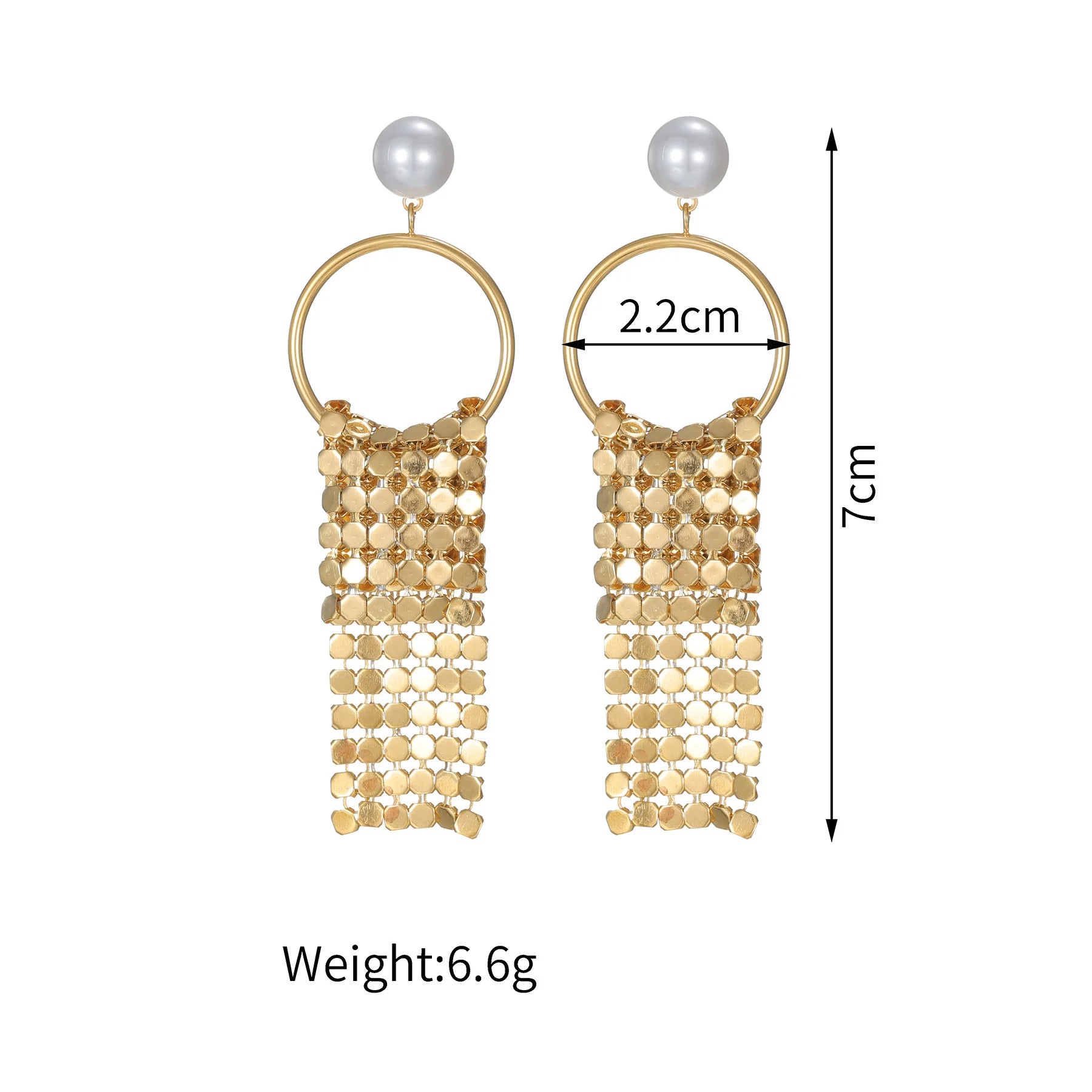 Elegant Pearl Mesh Tassel Earrings - Gold & Silver Long Drop Statement Earring - Lunelle London