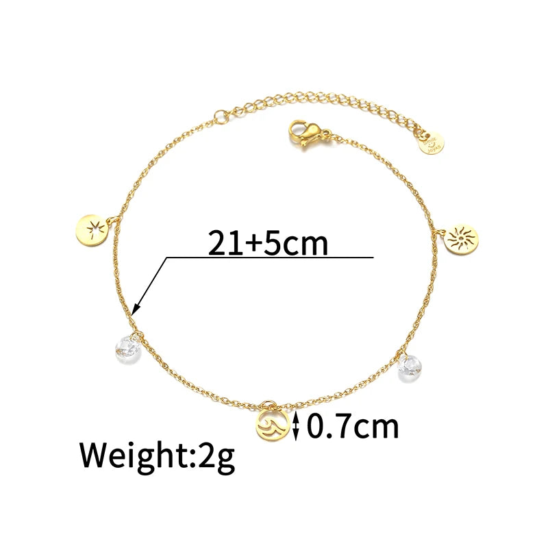 Luxury Gold Charm Anklet – Colorful Crystal, Pearl & Pendant Chain Anklet - Lunelle London
