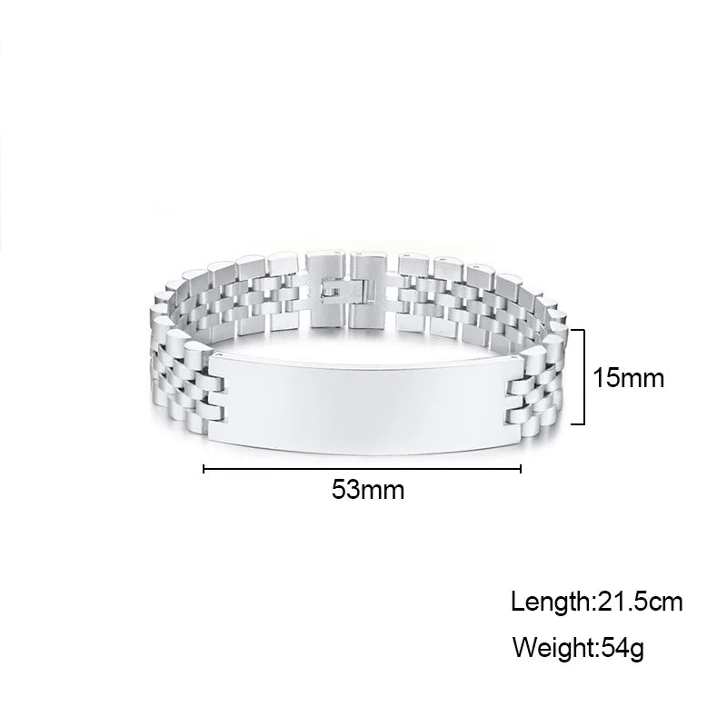 Customised Chunky Chain Bracelet – Engraved Stainless Steel Bracelet for Men & Women